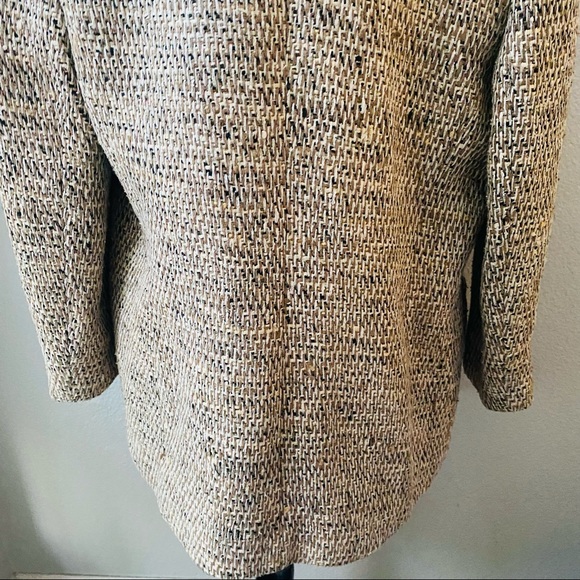 EMIL RUTENBERG vintage tan handwoven silk one button oversized blazer jacket M - Picture 11 of 13